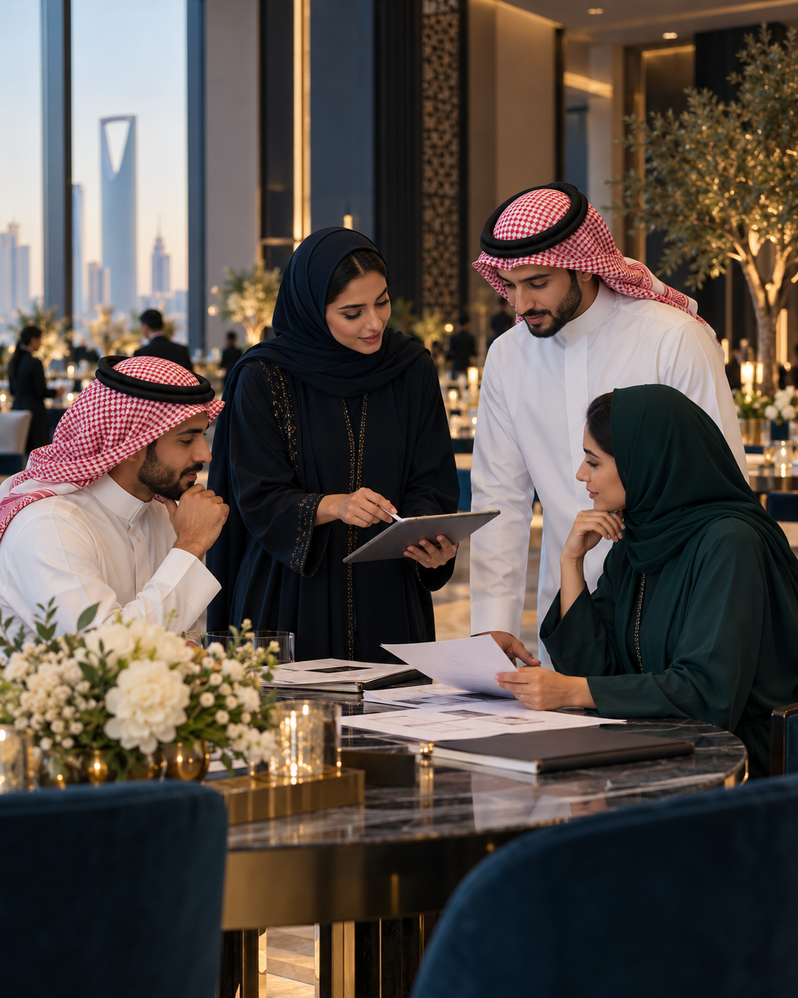 فريق شركة يخطط لتشغيل فعالية في الرياض